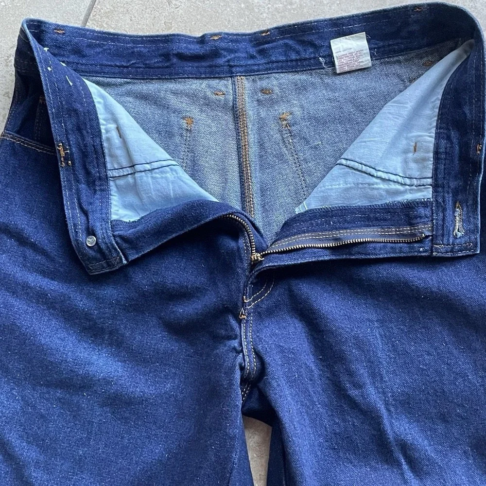 RARE LONG VTG 80s Jordache Denim Blue Jeans Horse Head Logo 34x36 Raw Hem Unisex